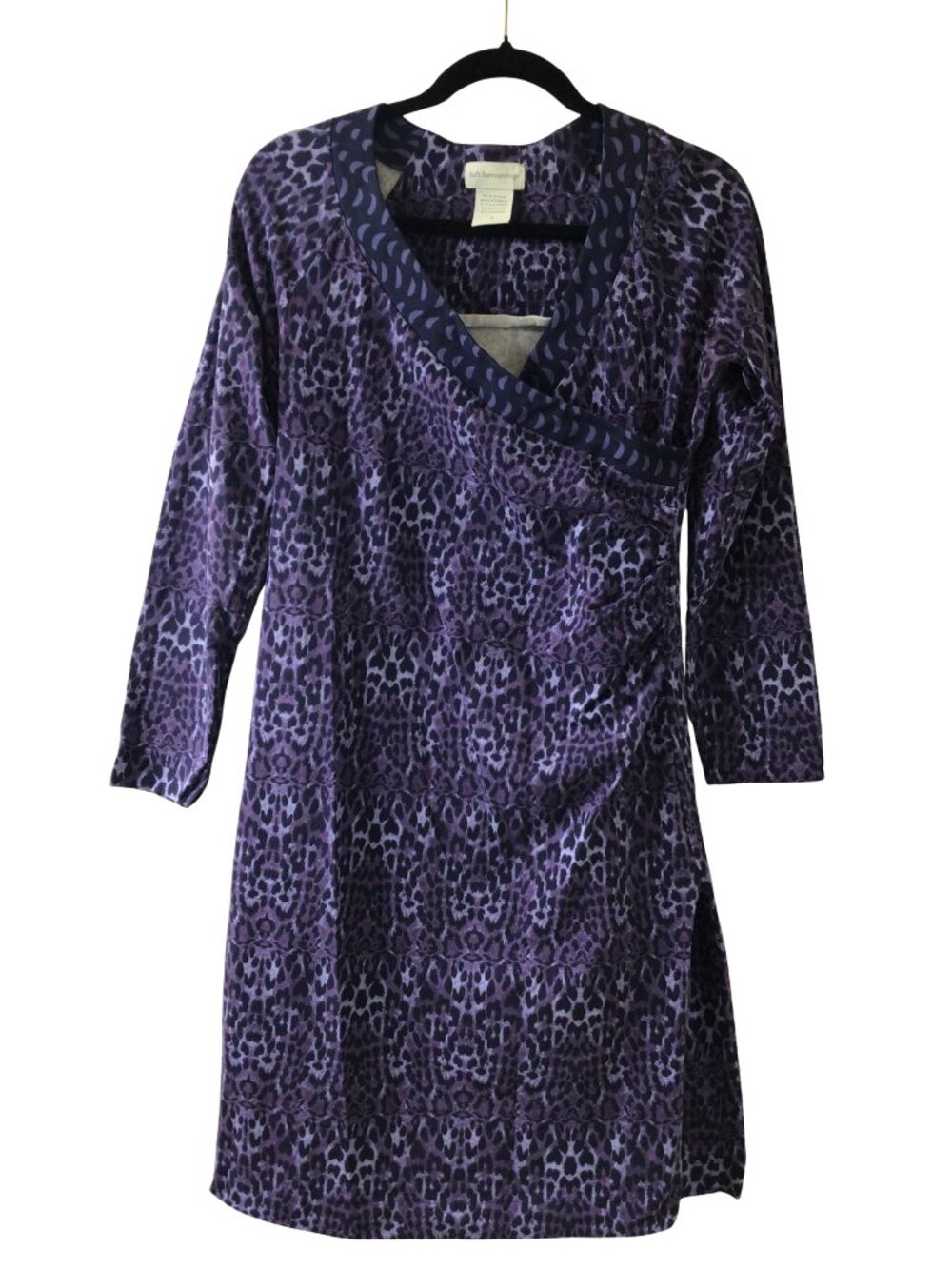 Soft Surroundings Dress Women’s S Small Purple Faux Wrap Animal Leopard Print